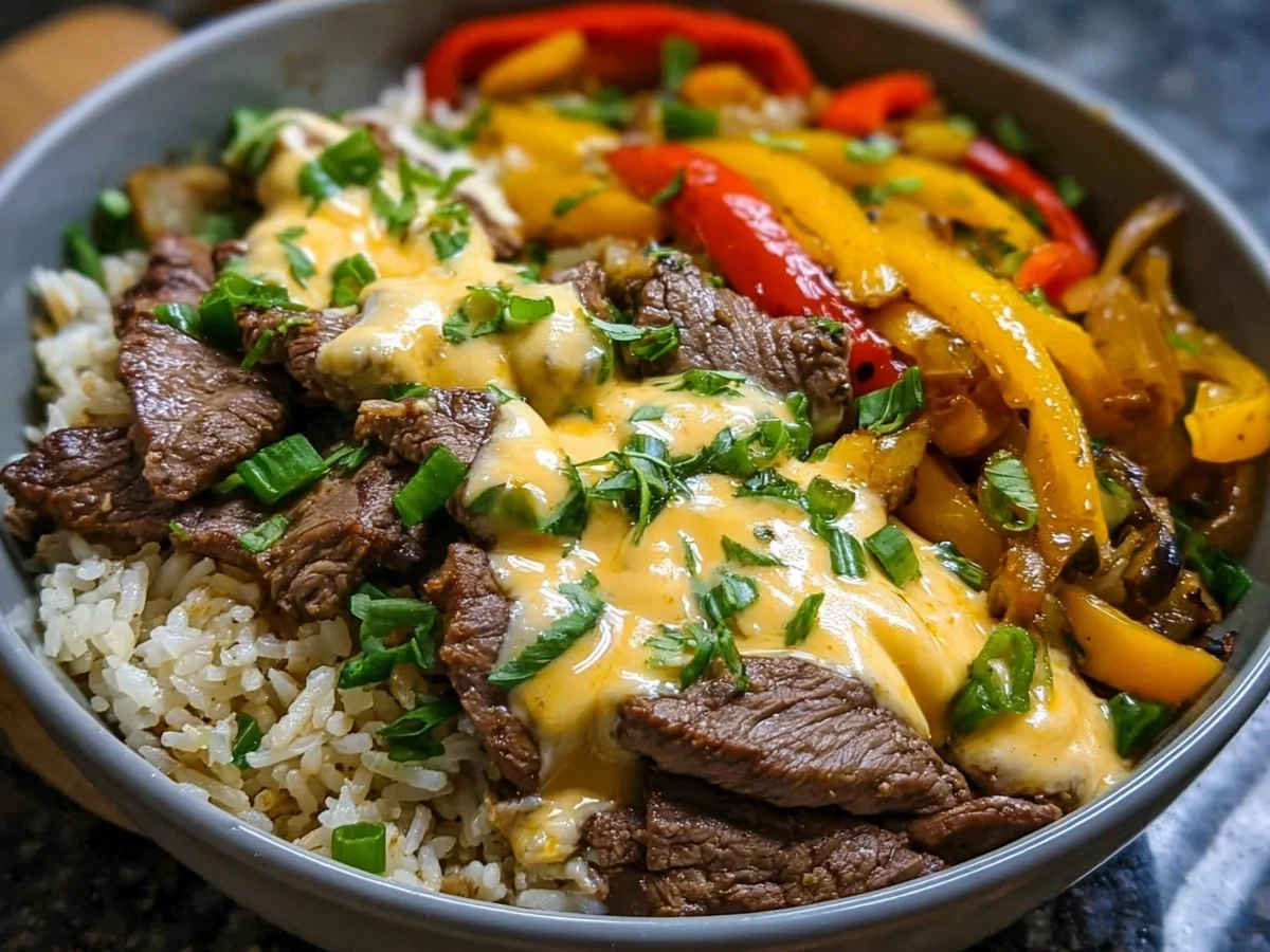High Protein Philly Cheesesteak Rice Bowls - Image 1
