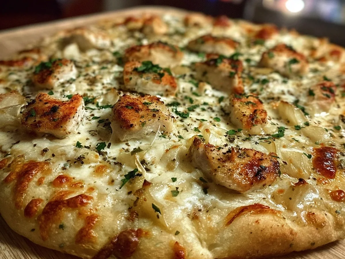 High Protein Roasted Garlic White Chicken Pizza - Image 1