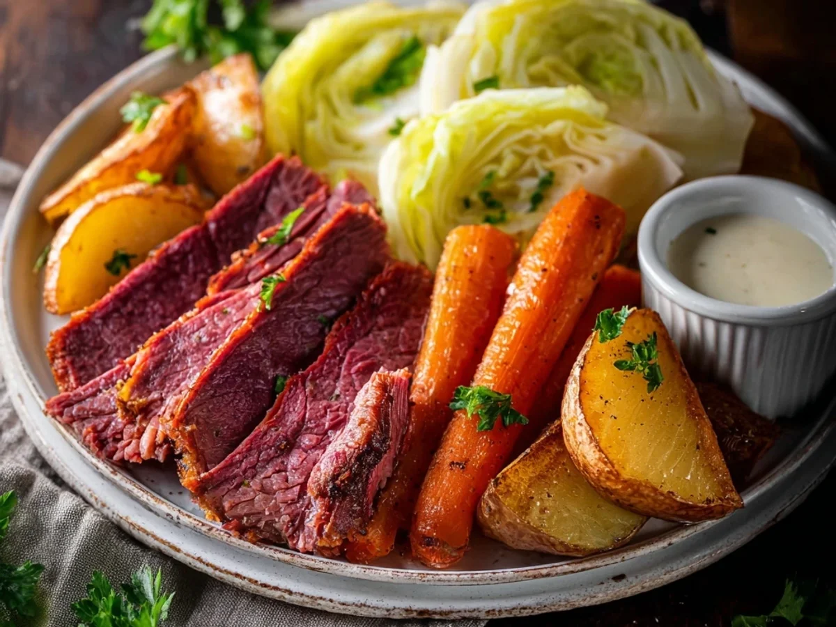 Homestyle Corned Beef and Cabbage with Horseradish Sauce - Image 1