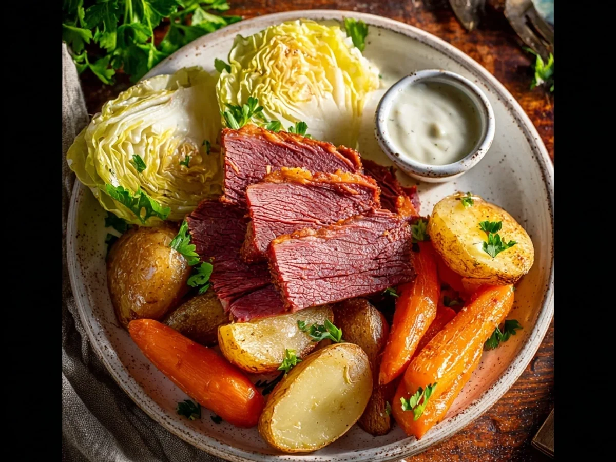 Homestyle Corned Beef and Cabbage with Horseradish Sauce - Image 2