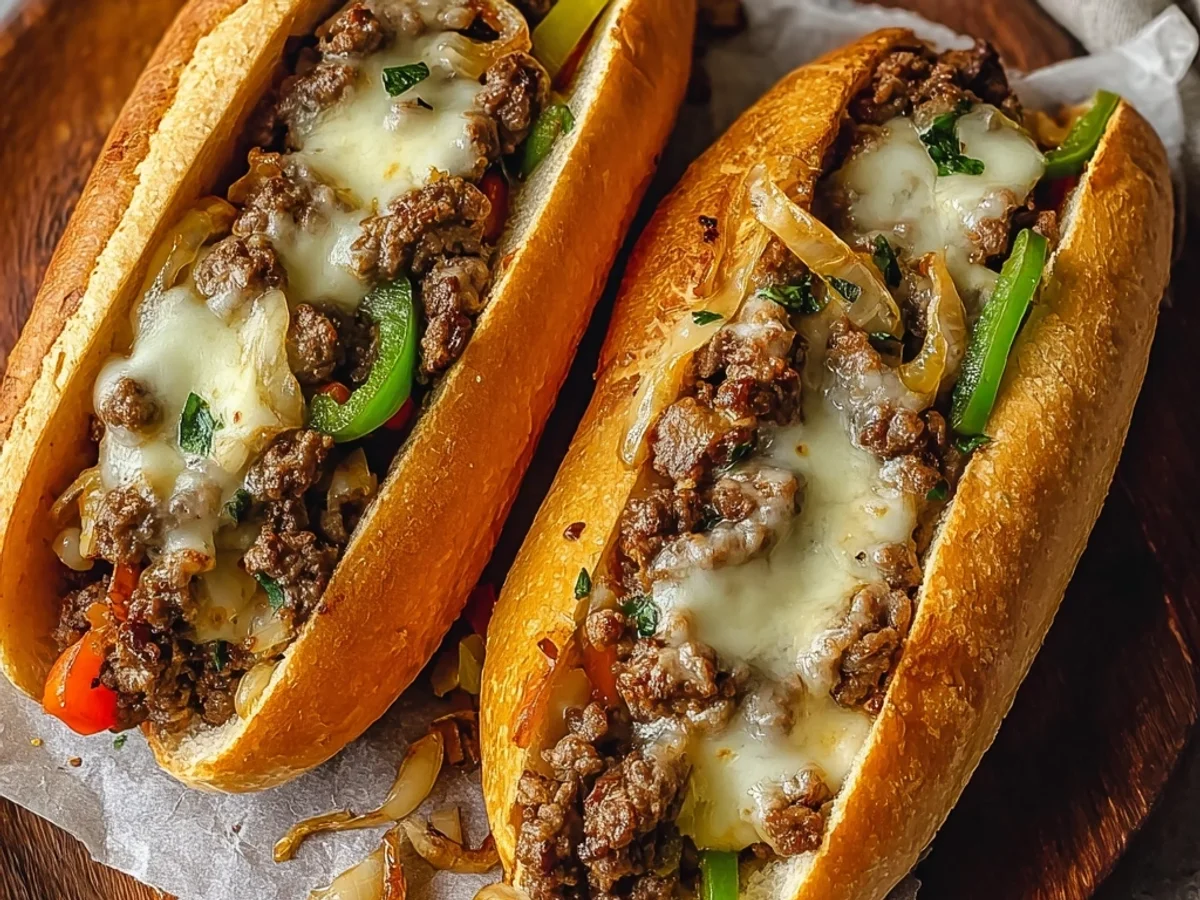 Homestyle Ground Beef Philly Cheesesteaks Recipe - Image 1