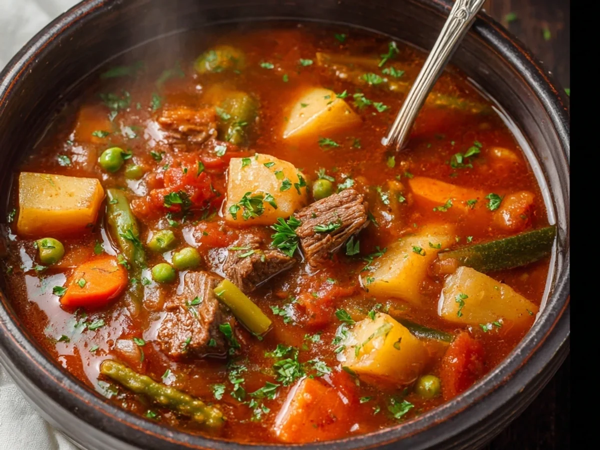 Homestyle Hearty Vegetable Beef Soup Recipe - Image 1