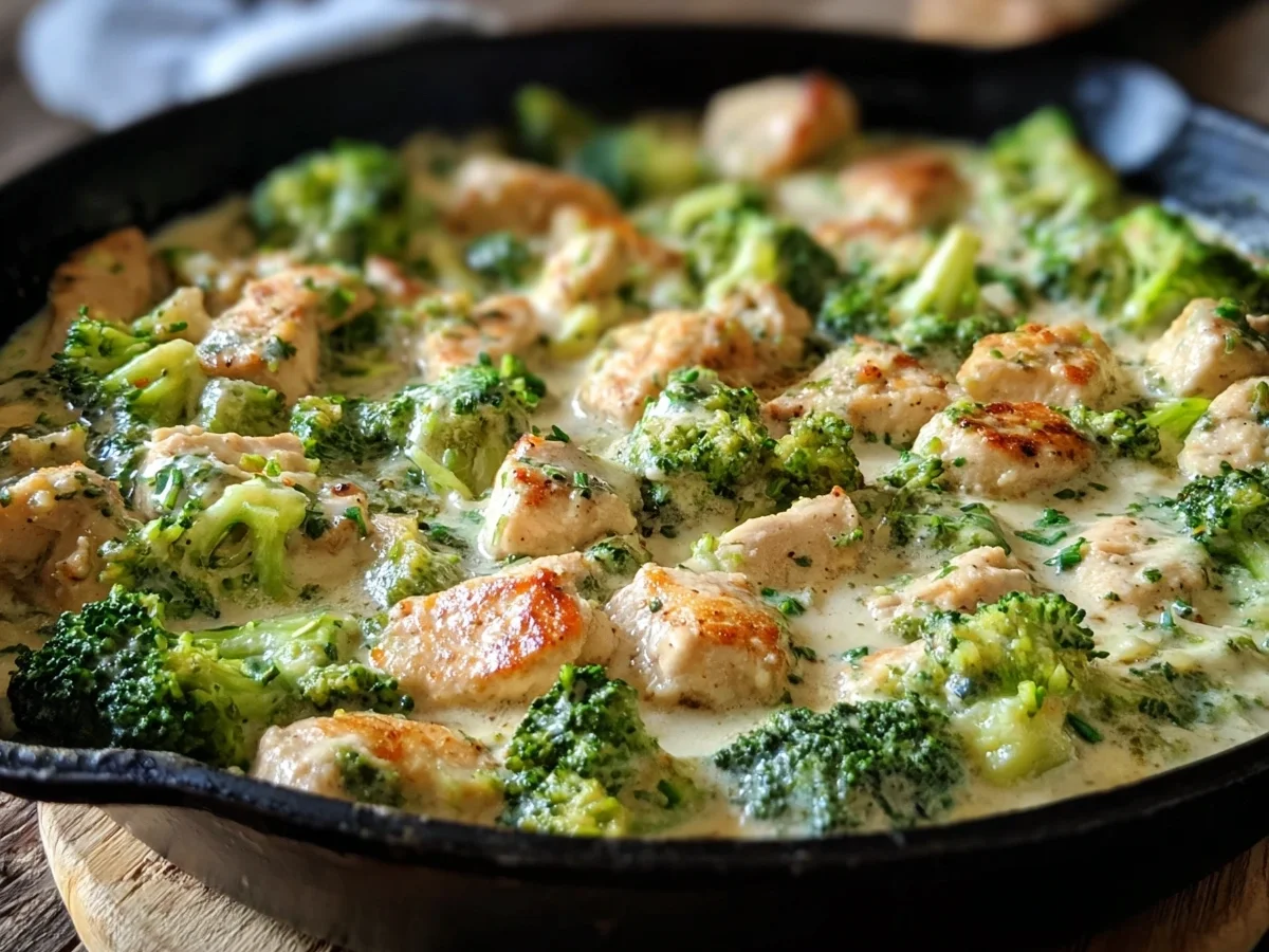 Low-Carb Chicken Alfredo Broccoli Skillet - Image 1