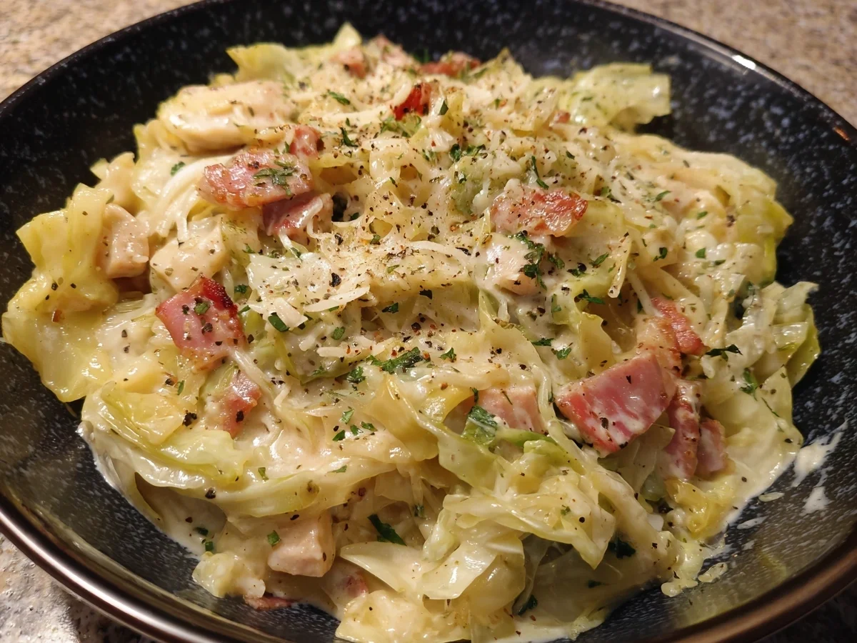 Low-Carb Creamy Alfredo Cabbage Pasta - Image 1