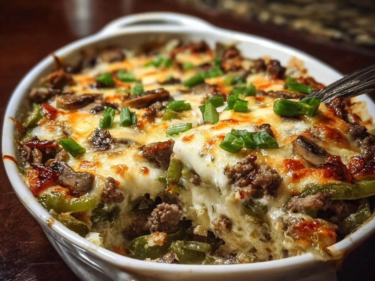 Low Carb Philly Cheesesteak Casserole Recipe - Image 1