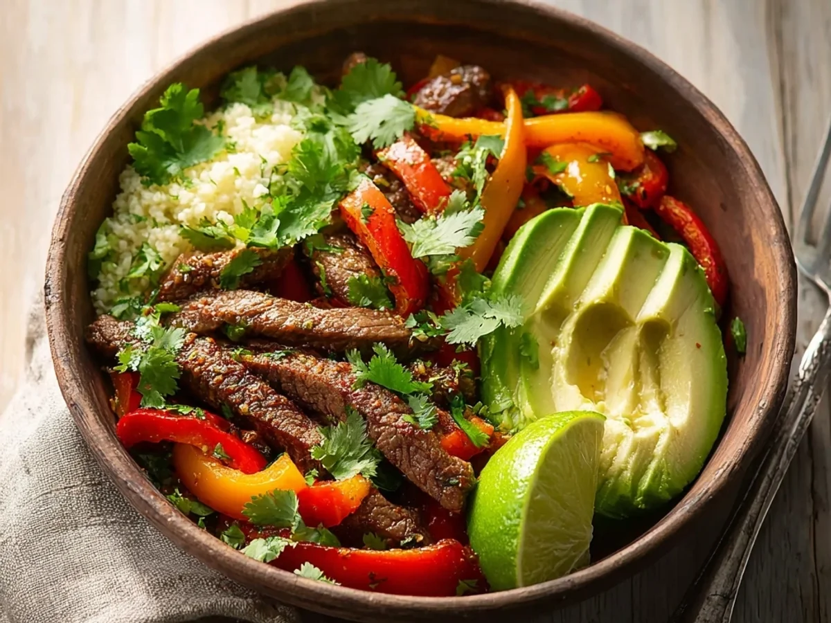 Low Carb Steak Fajita Bowl: Sizzling & Simple Weeknight Meal - Image 1