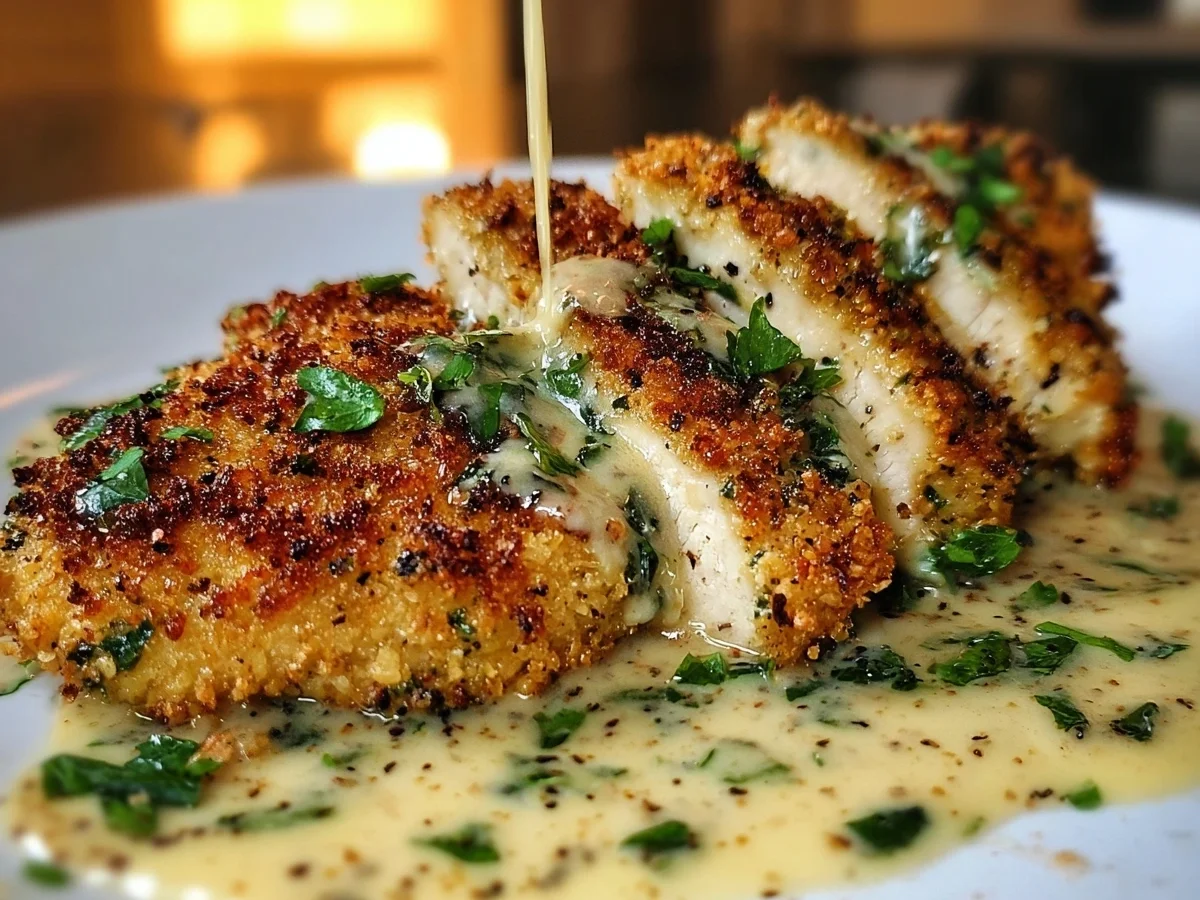 Parmesan Crusted Chicken with Creamy Garlic Sauce - Image 1
