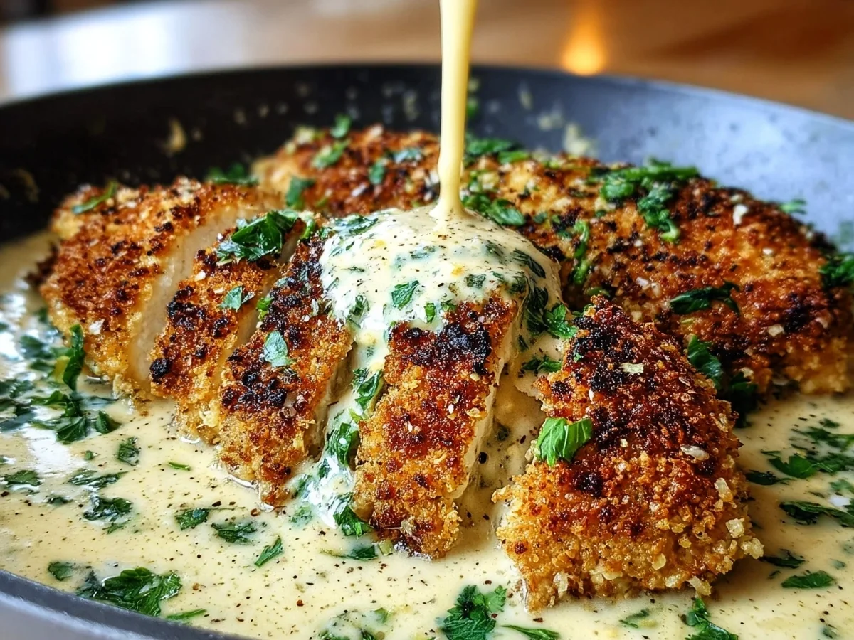 Parmesan Crusted Chicken with Creamy Garlic Sauce - Image 2