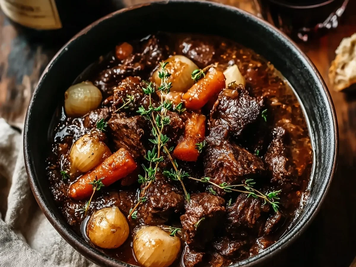Rich Beef Bourguignon Recipe with Wine & Tender Herbs - Image 2