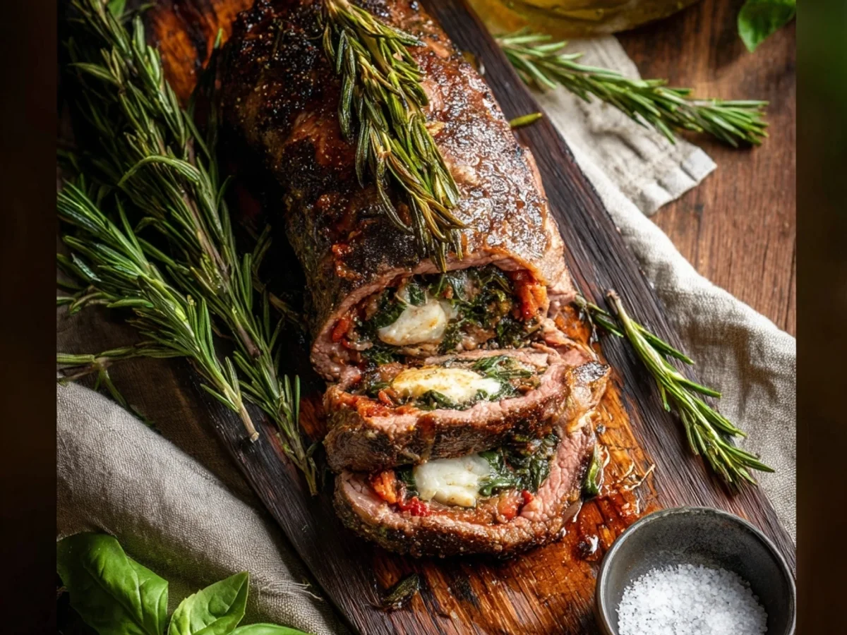 Rich Tender Italian Stuffed Flank Steak Dinner - Image 1