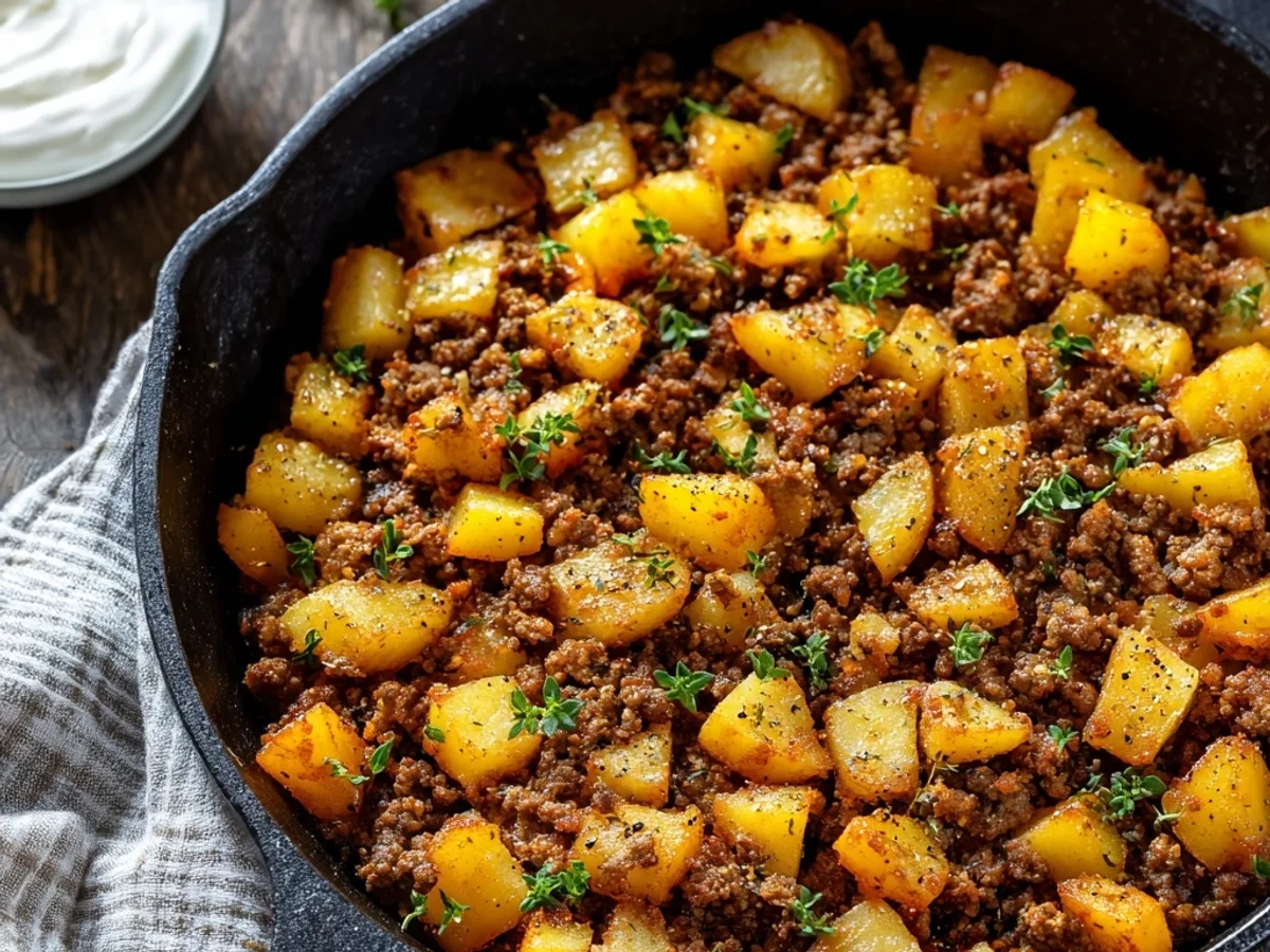 Rustic Ground Beef and Potatoes Skillet Dinner - Image 1