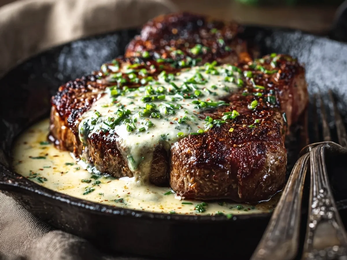 Seared Garlic Butter Steak with Parmesan Cream Sauce - Image 2
