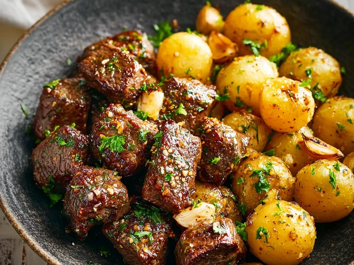 Simple Garlic Steak Bites & Potatoes Skillet - Image 1