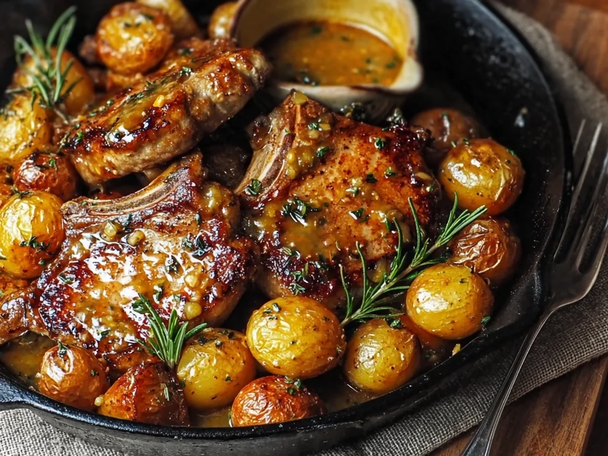 Skillet Honey Mustard Lamb Chops & Potatoes - Image 1