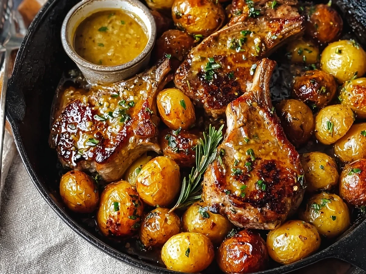 Skillet Honey Mustard Lamb Chops & Potatoes - Image 2