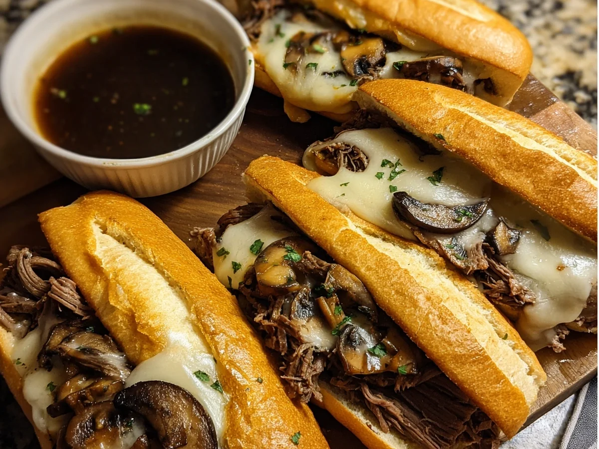 Slow Cooker French Dip Sandwiches with Garlic Mushrooms - Image 2
