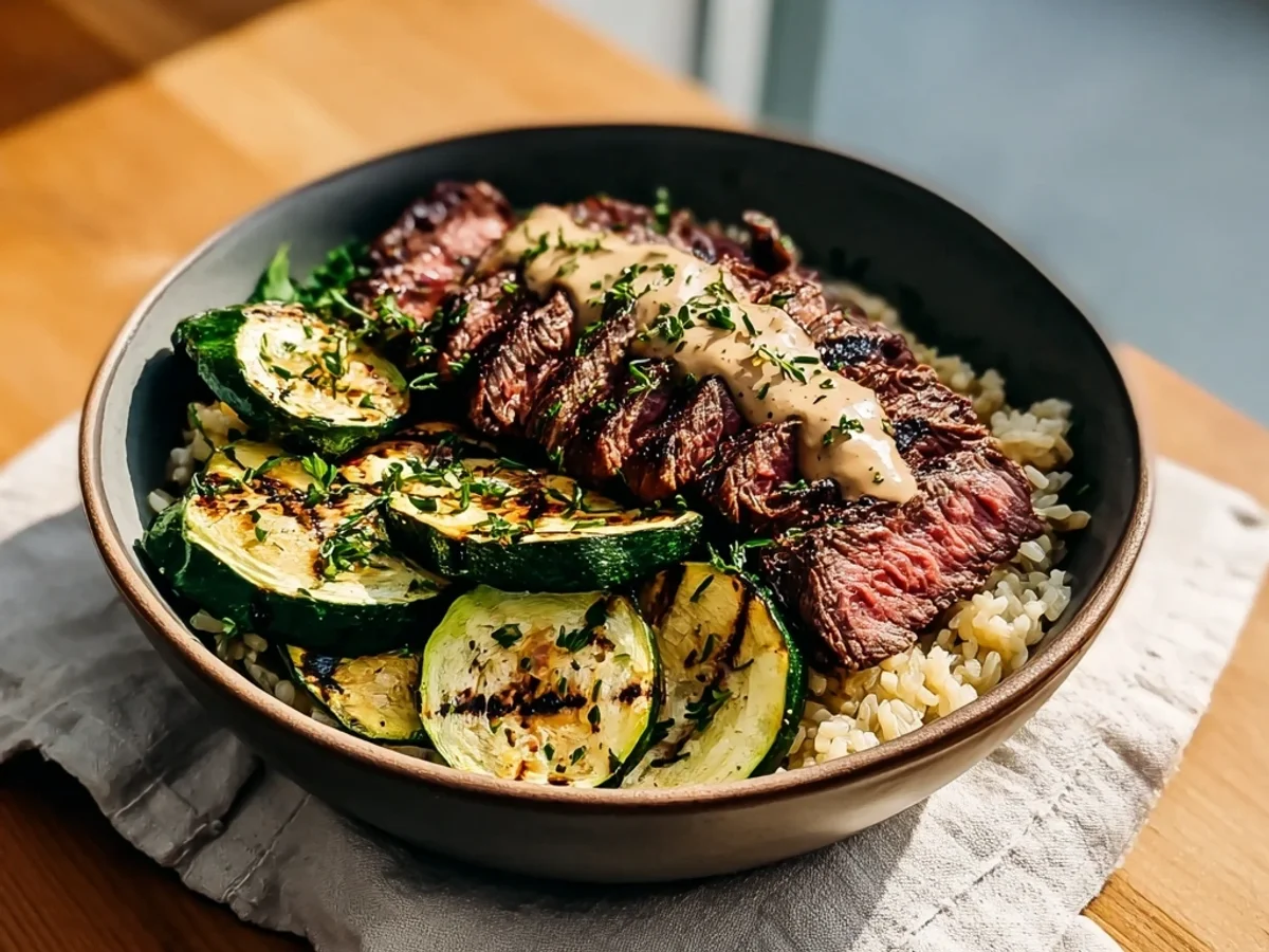 Smoky Grilled Steak Bowl with Grilled Zucchini & Herbs - Image 2