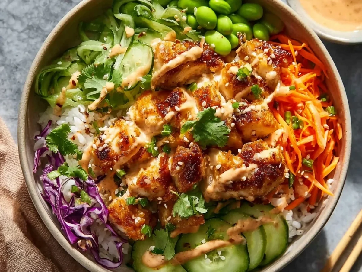 Spicy Bang Bang Chicken Protein Bowl Recipe - Image 1