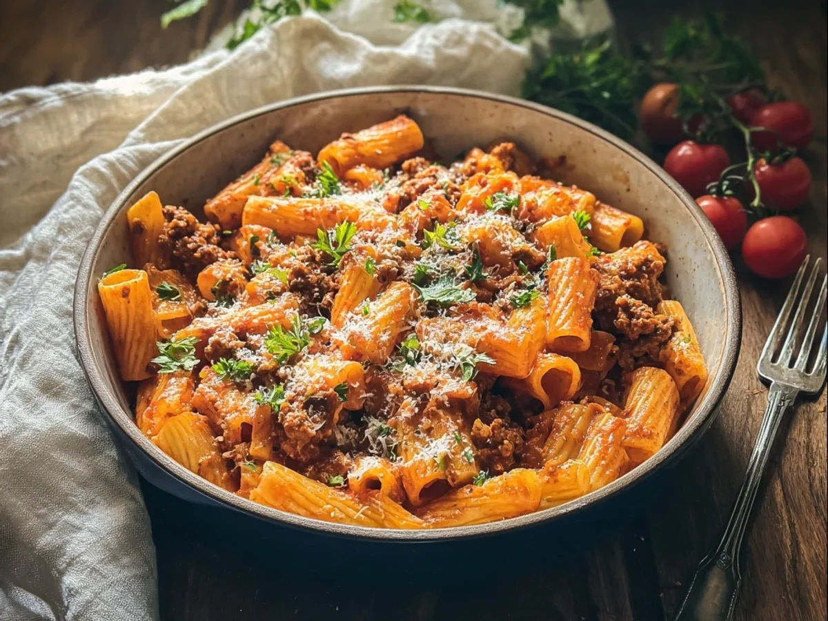 Spicy Beef Sausage Rigatoni Pasta Dish: Weeknight Comfort - Image 1