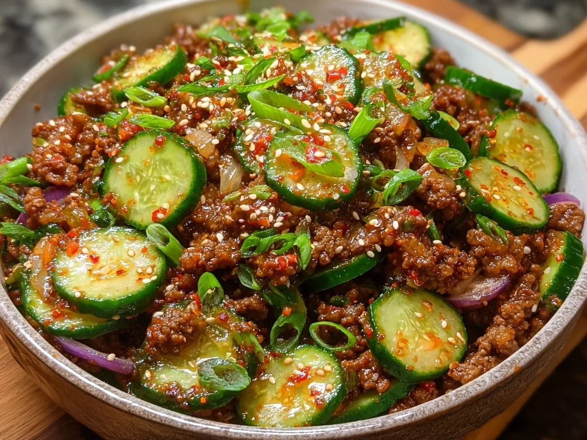 Spicy Keto Korean Ground Beef & Cucumber Salad - Image 2