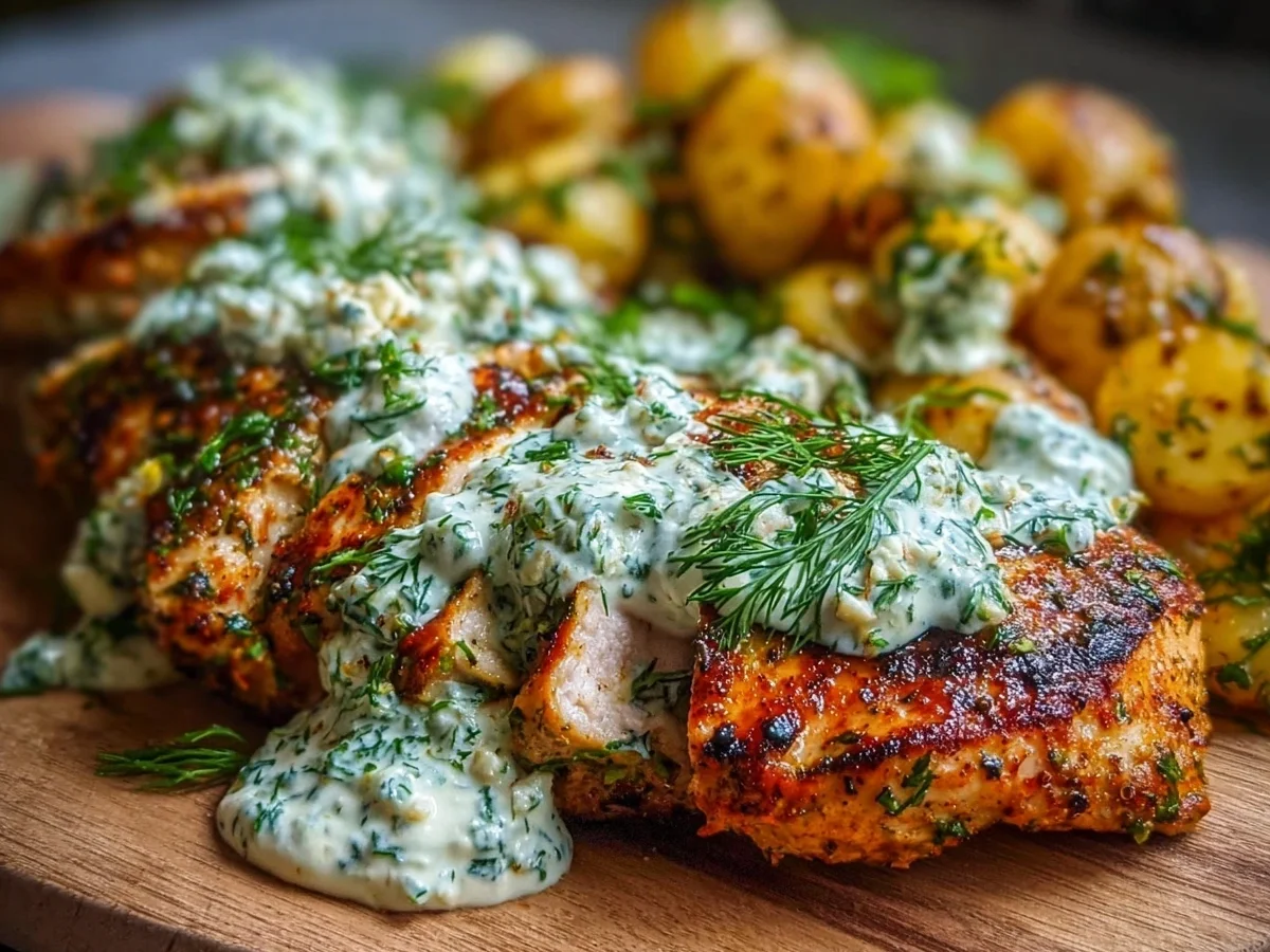 Spicy Yogurt Chicken Thighs with Creamy Dill Feta - Image 2