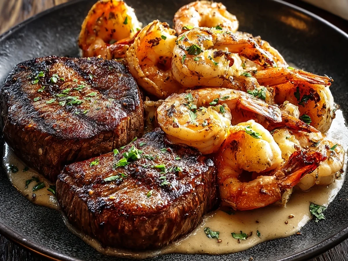 Steak & Creamy Garlic Shrimp Dinner: A Special Plate - Image 2