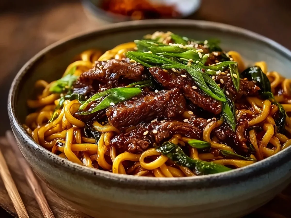 Sticky Beef Noodles: Sweet & Savory Dinner - Image 1
