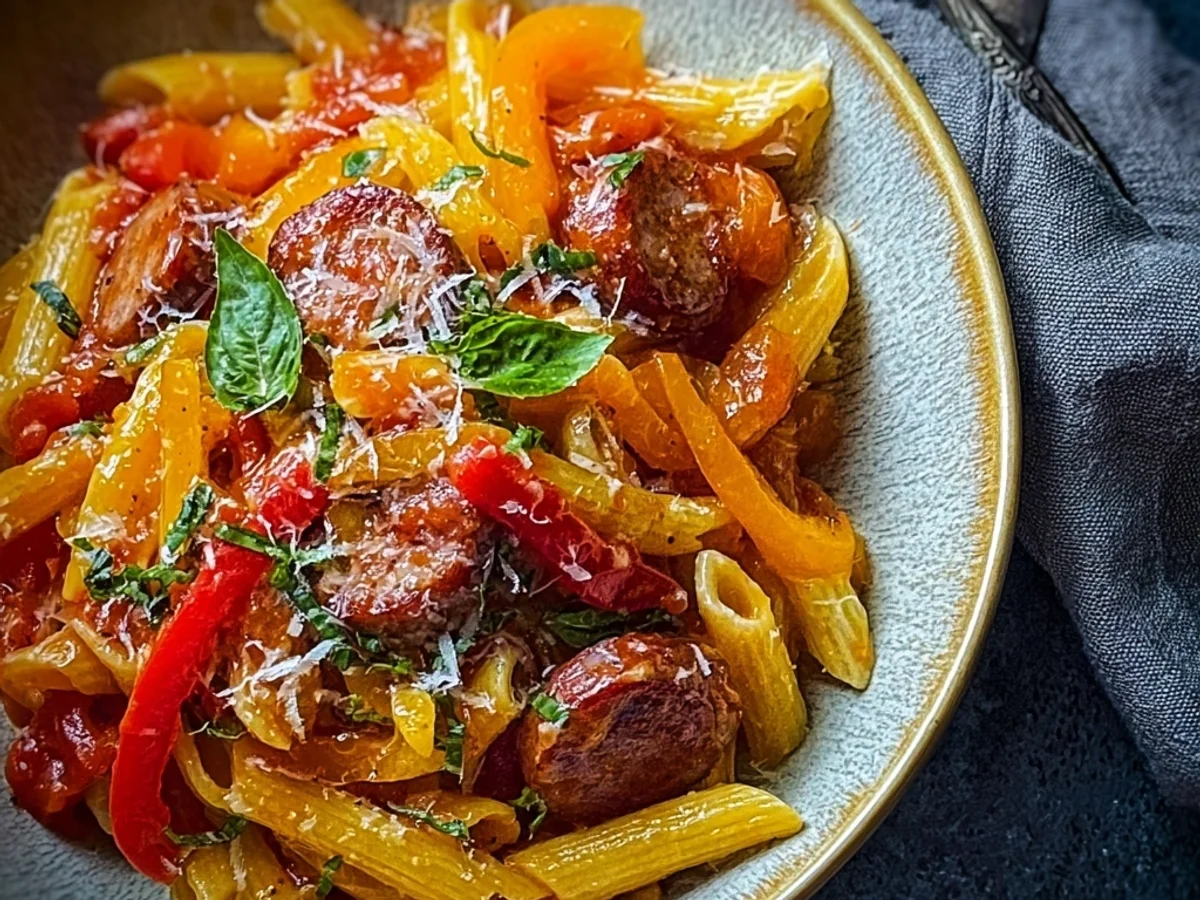 Sweet Pepper Beef Sausage Pasta: A Weeknight Favorite - Image 1