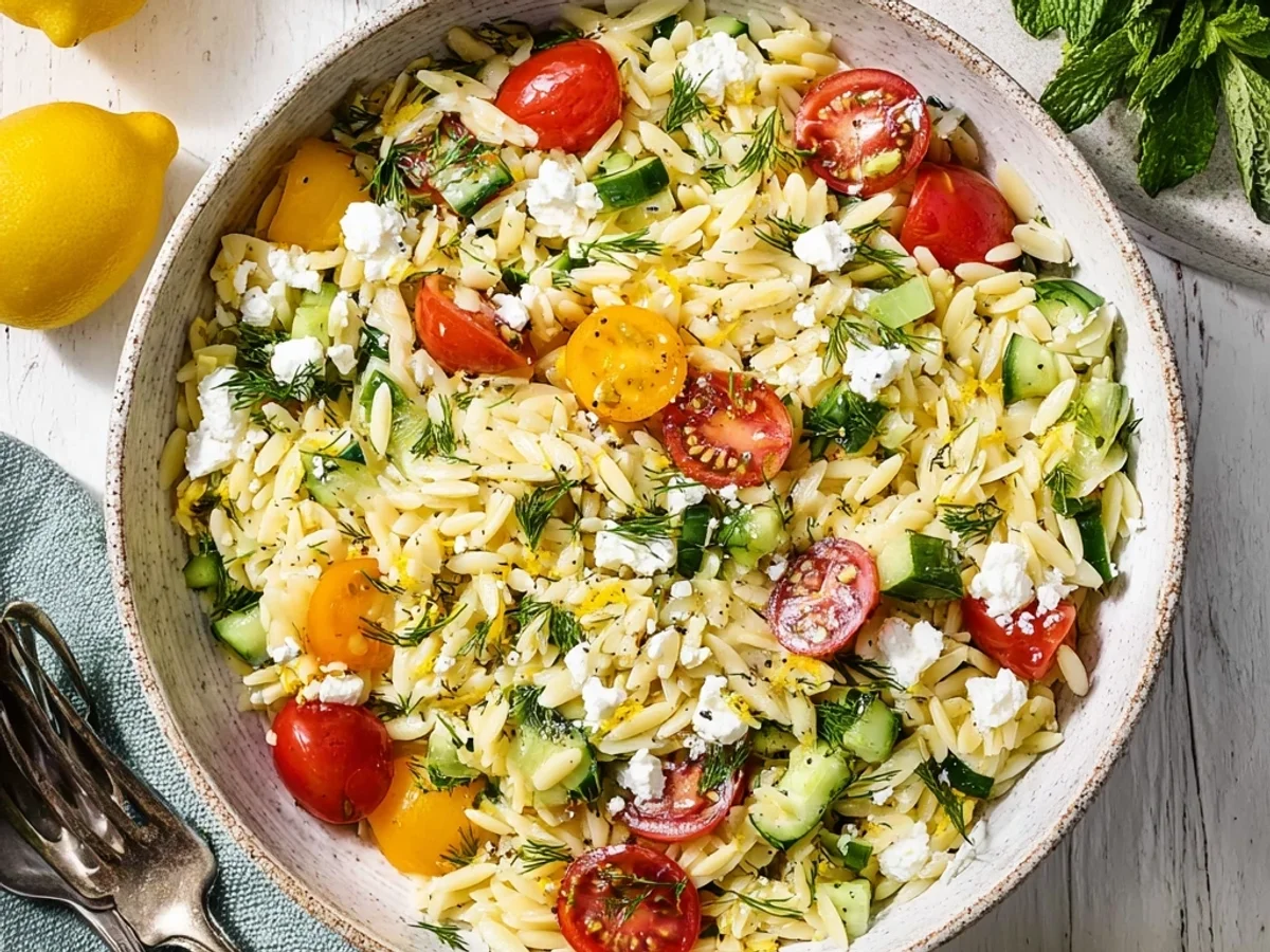 Tangy Lemon Orzo Salad: A Bright Summer Side - Image 1