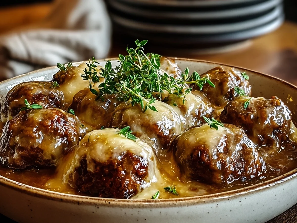 Tender Crock Pot French Onion Meatballs - Image 1