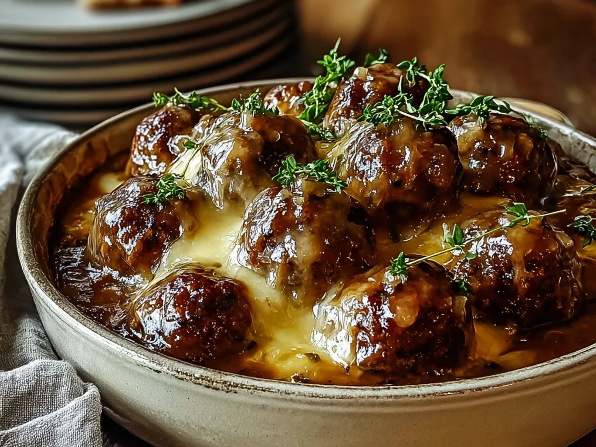 Tender Crock Pot French Onion Meatballs - Image 2