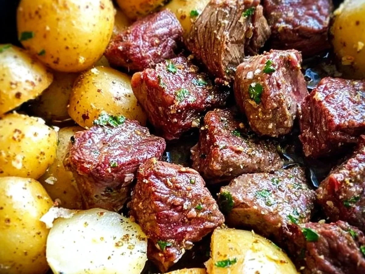 Tender Crockpot Garlic Butter Beef Bites with Potatoes - Image 2