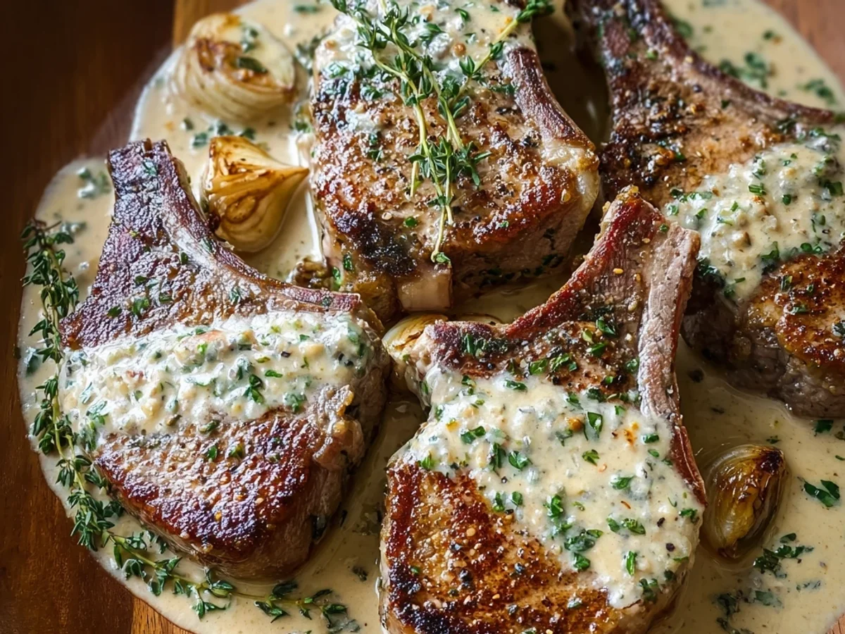 Tender Lamb Chops in Creamy Garlic Sauce - Image 1