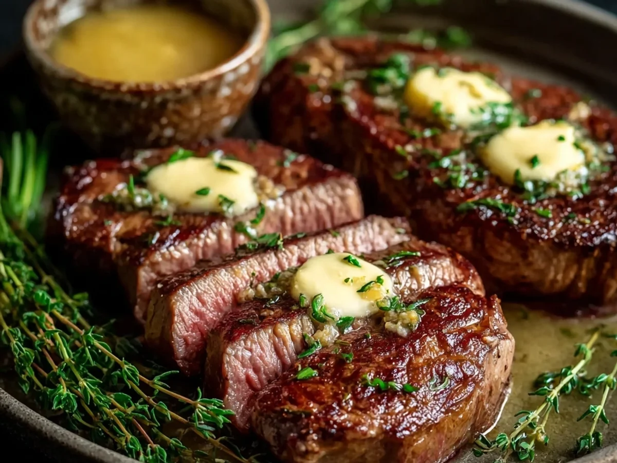 Tender Pan Seared Steak with Garlic Butter - Image 1