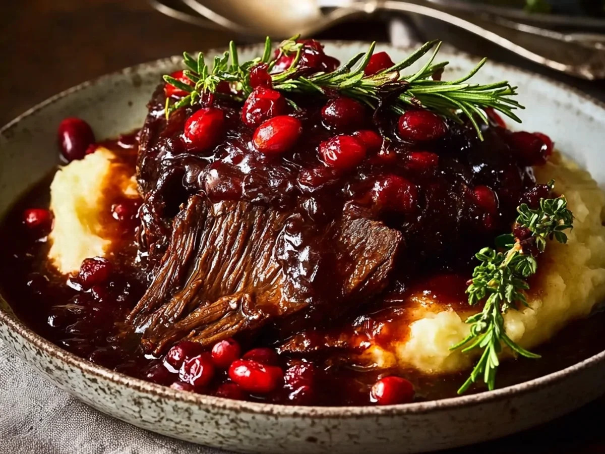 Tender Slow Braised Beef Roast with Cranberry Balsamic Glaze - Image 2