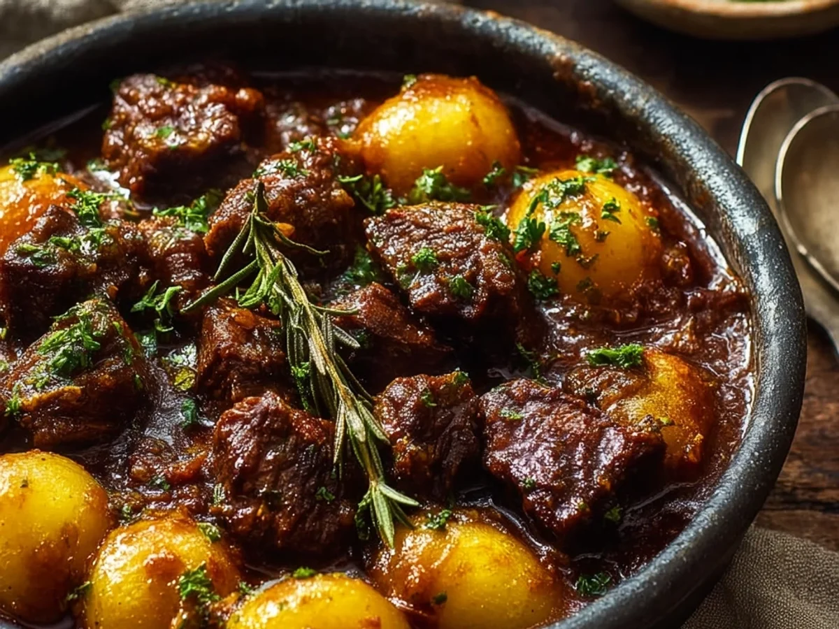 Tender Slow Cooker Garlic Beef & Potatoes Dinner - Image 1