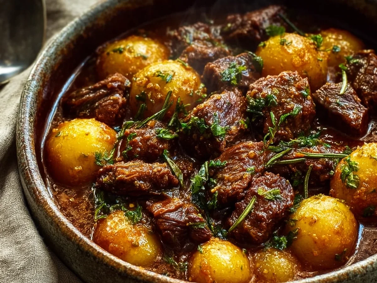 Tender Slow Cooker Garlic Beef & Potatoes Dinner - Image 2