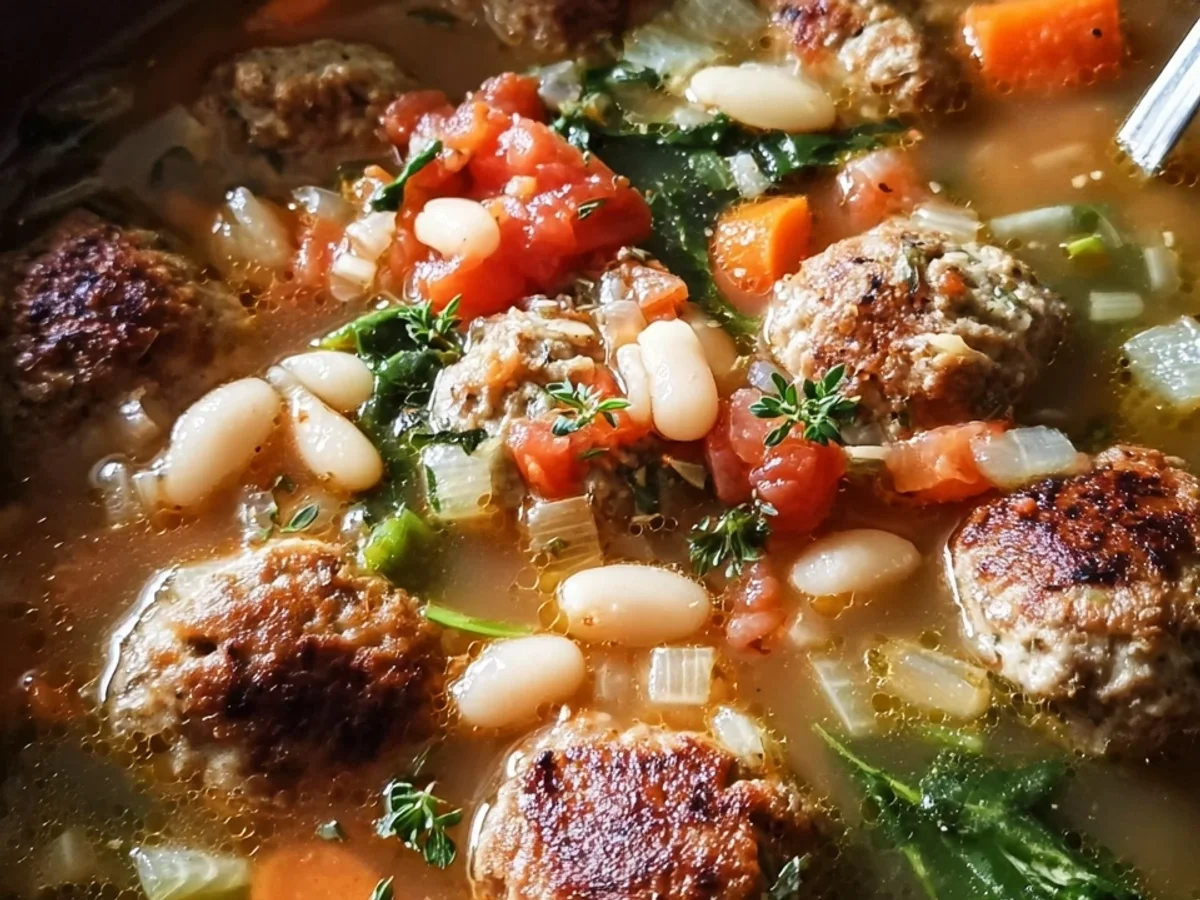 Tuscan White Bean Soup with Savory Meatballs - Image 1