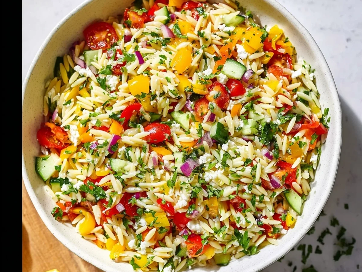 Vibrant Rainbow Orzo Salad Recipe: A Fresh Summer Favorite - Image 1