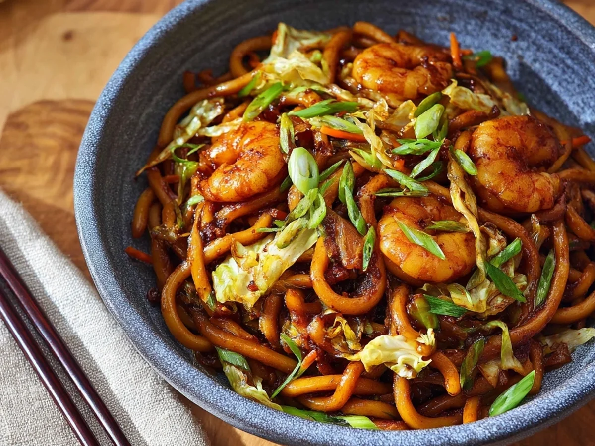 Yaki Udon with Shrimps: Speedy Noodle Stir-fry Delight - Image 2