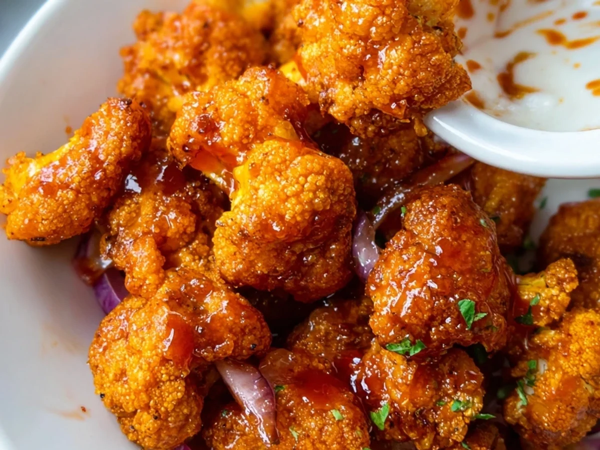 Air Fryer Cauliflower Wings with Honey Sriracha Sauce - Featured Image