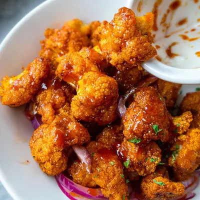 Air Fryer Cauliflower Wings with Honey Sriracha Sauce