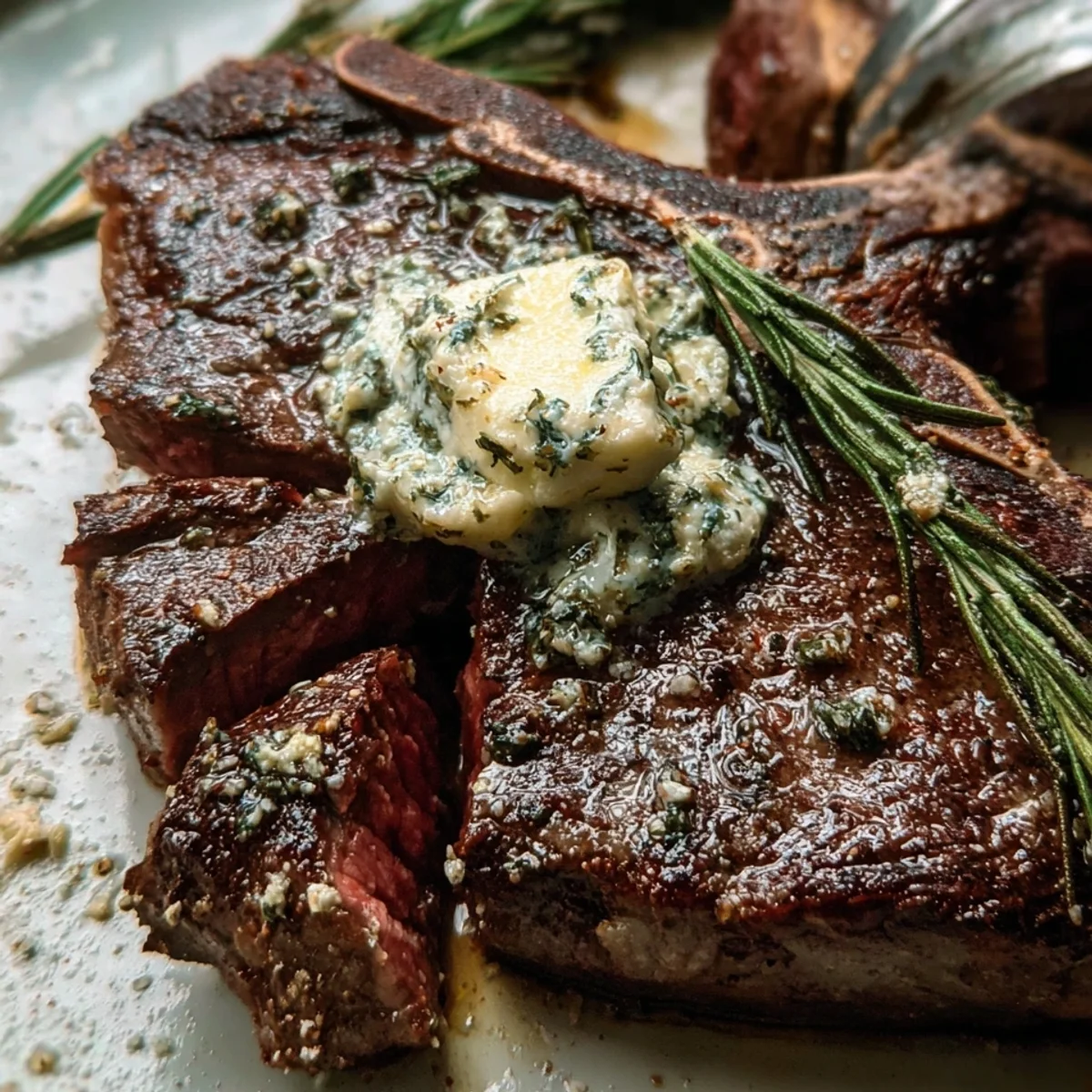 Air Fryer T-Bone Steak with Garlic Herb Butter
