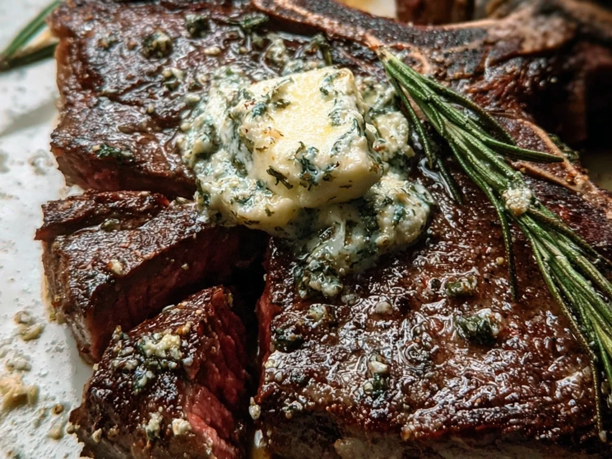 Air Fryer T-Bone Steak with Garlic Herb Butter - Featured Image