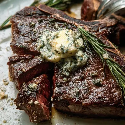 Air Fryer T-Bone Steak with Garlic Herb Butter