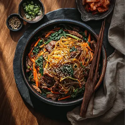 Authentic Korean Japchae: Savory Noodle Stir-Fry