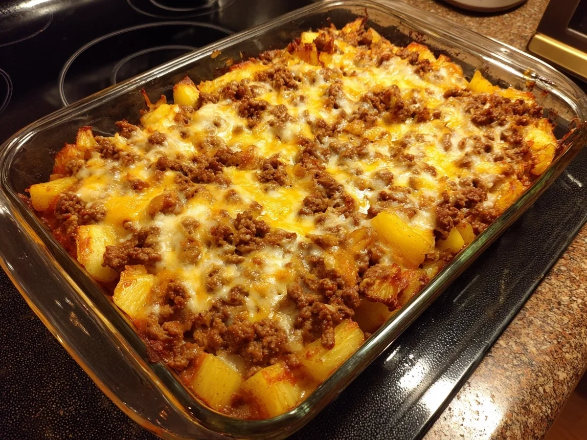 Beef Pineapple Sauerkraut Casserole - Featured Image