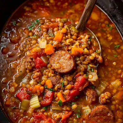 Beef Sausage & Lentil Slow Cooker Soup