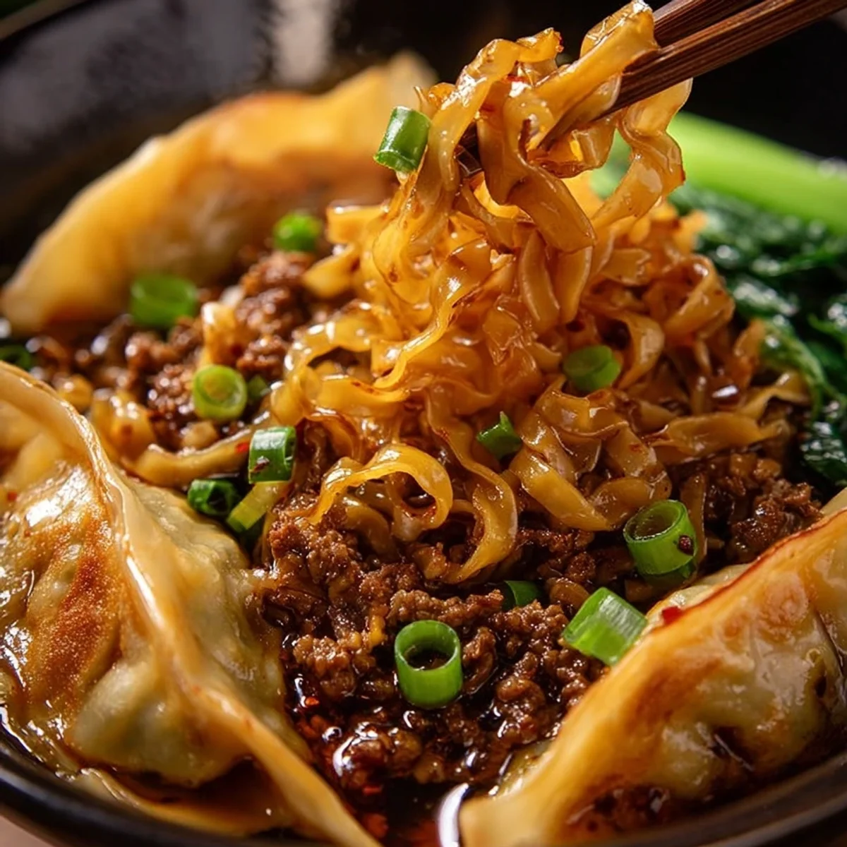Bold Lamb Potsticker Noodle Bowl: Takeout-Style Flavor