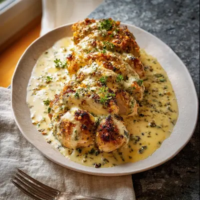 Creamy Baked Caesar Chicken with Zesty Parmesan Sauce